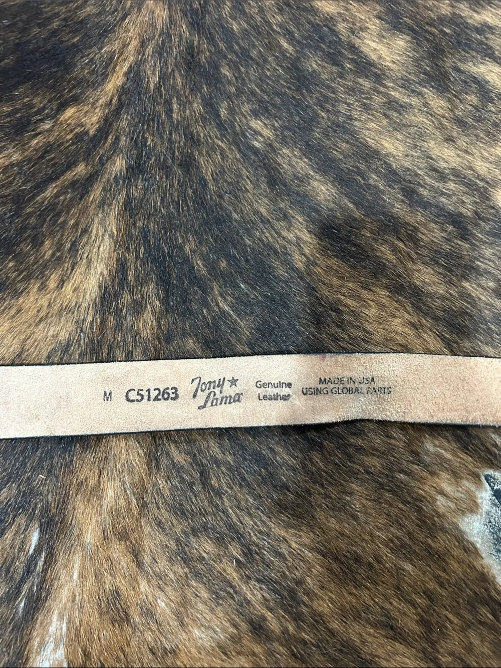 Tony Lama Tan Leather Belt with Branded Stamp